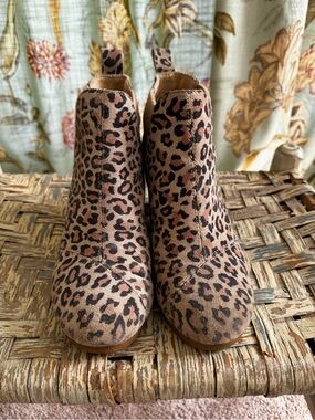 Toms Leopard Print Ankle Booties - Brown and Black